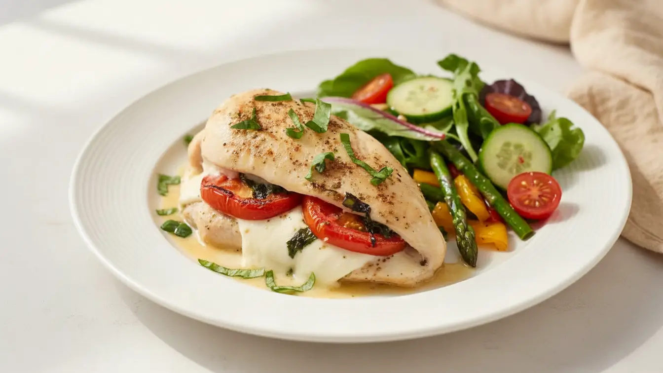 Tomato Basil Mozzarella Stuffed Chicken Breast