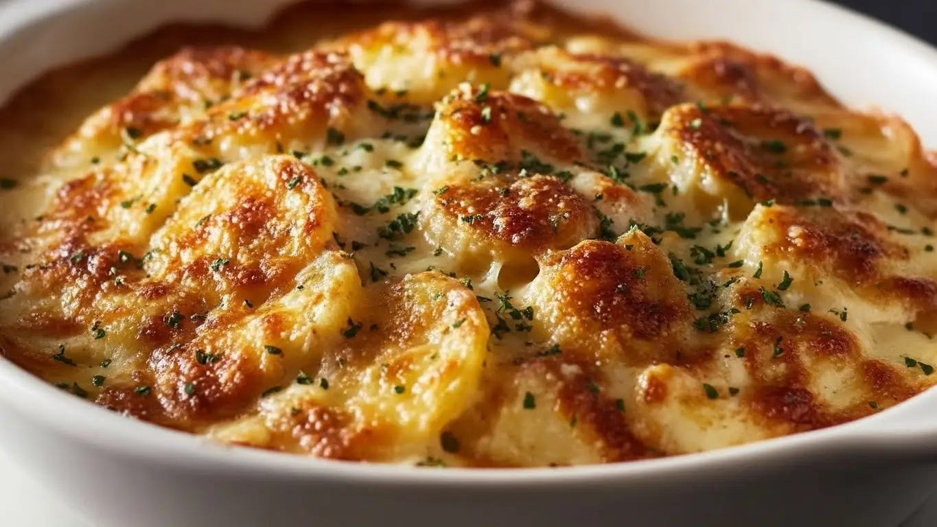 Roasted Garlic Potatoes Au Gratin