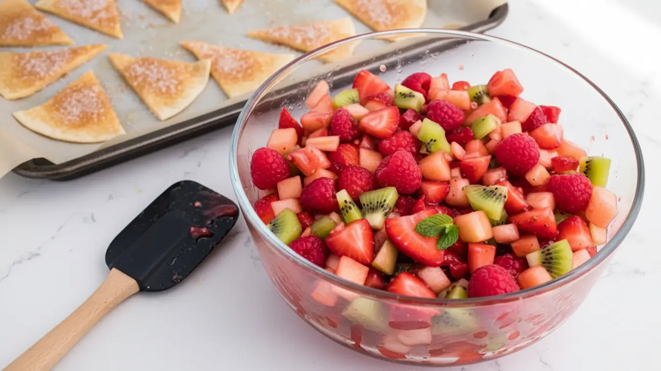 Strawberry Salsa with Cinnamon-Sugar Tortilla Chips