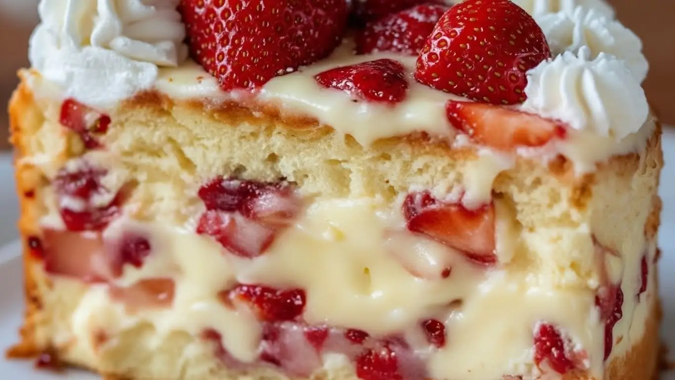 Strawberry Custard Delight Cake