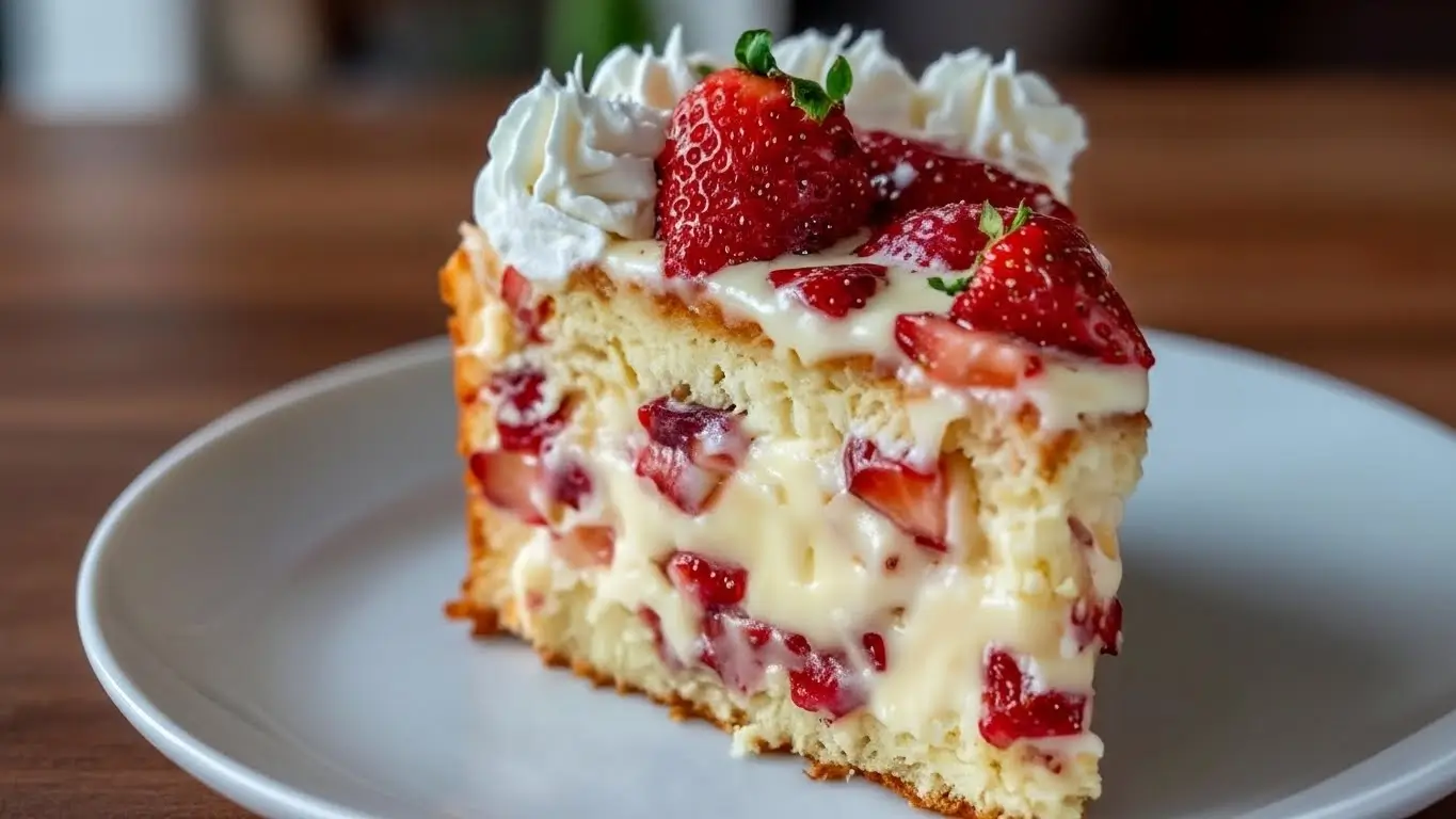 Strawberry Custard Delight Cake